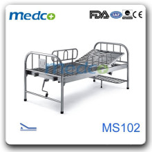 Stainless steel hospital bed with adjustable backrest MS102